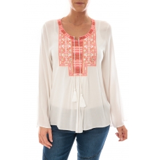 Top Pink Blanc Broderie Corail